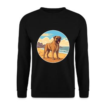 Perro de Presa Canario Hunderasse Cartoon Kawaii - Unisex Pullover - Schwarz - Vorne - Alina (178cm) & Michal (187cm)