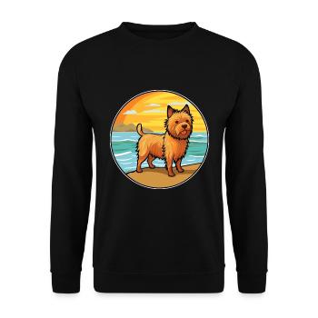 Norwich Terrier Hund Rasse Cartoon Kawaii Clipart - Unisex Pullover - Schwarz - Vorne - Alina (178cm) & Michal (187cm)