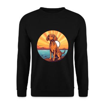 Chien de chasse polonais race Cartoon Kawaii Clipart - Sweat-shirt Unisexe - noir - Devant - Alina (178cm) & Michal (187cm)