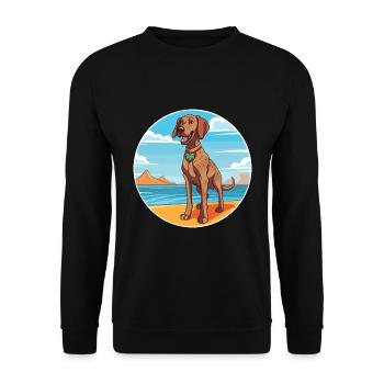 Plott Hund Rasse Cartoon Kawaii Clipart Hund - Unisex Pullover - Schwarz - Vorne - Alina (178cm) & Michal (187cm)