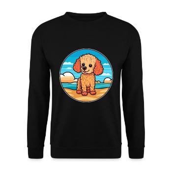 Caniche chien race dessin animé Kawaii Clipart aquarelle - Sweat-shirt Unisexe - noir - Devant - Alina (178cm) & Michal (187cm)
