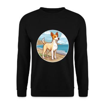 Portugiesisch Podengo Pequeno Hunderasse Cartoon Haustier - Unisex Pullover - Schwarz - Vorne - Alina (178cm) & Michal (187cm)