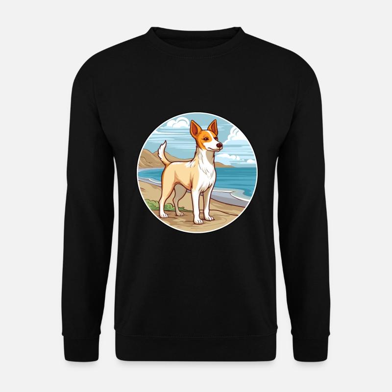Portugiesisch Podengo Pequeno Hunderasse Cartoon Haustier - Unisex Pullover - Schwarz