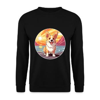 Pembroke Welsh Corgi Dog Breed Cartoon Kawaii Dog - Unisex Sweatshirt - black - Front - Alina (178cm) & Michal (187cm)