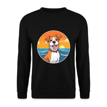 Plummer Terrier Hund Rasse Cartoon Kawaii Clipart - Unisex Pullover - Schwarz - Vorne - Alina (178cm) & Michal (187cm)