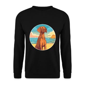 Vizsla chien race dessin animé Kawaii Clipart aquarelle - Sweat-shirt Unisexe - noir - Devant - Alina (178cm) & Michal (187cm)