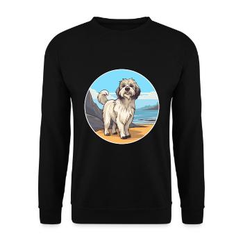 Berger des Pyrénées chien race Cartoon Kawaii Clipart - Sweat-shirt Unisexe - noir - Devant - Alina (178cm) & Michal (187cm)