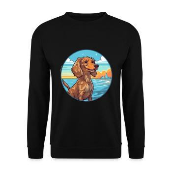 Wirehaired Dachshund Dog Breed Cartoon Kawaii Dog - Unisex Sweatshirt - black - Front - Alina (178cm) & Michal (187cm)