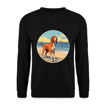Russian Hound Dog Breed Cartoon Kawaii Clipart Dog - Unisex Sweatshirt - black - Front - Alina (178cm) & Michal (187cm)