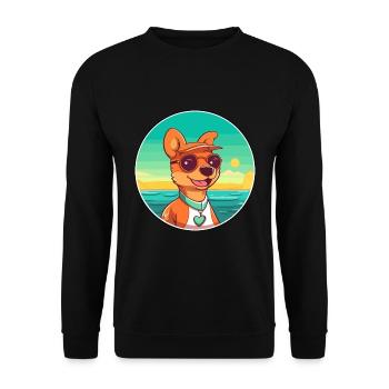 Volpino Italiano Hunderasse Cartoon Kawaii Clipart - Unisex Pullover - Schwarz - Vorne - Alina (178cm) & Michal (187cm)