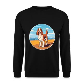 Welsh Springer Spaniel Dog Breed Cartoon Kawaii - Unisex Sweatshirt - black - Front - Alina (178cm) & Michal (187cm)