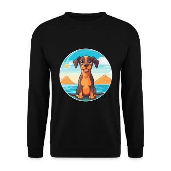 Ratonero Murciano chien race Cartoon Kawaii Clipart - Sweat-shirt Unisexe - noir - Devant - Alina (178cm) & Michal (187cm)