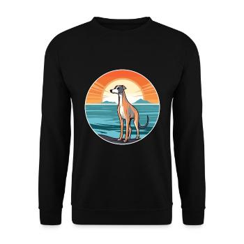 Whippet chien race dessin animé Kawaii Clipart chien animal de compagnie - Sweat-shirt Unisexe - noir - Devant - Alina (178cm) & Michal (187cm)