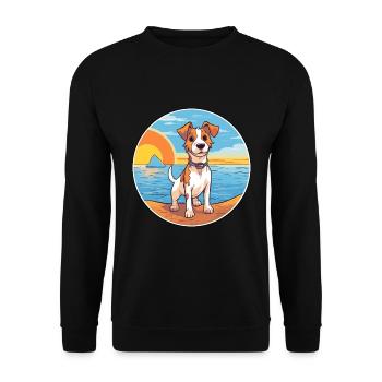 Russell Terrier Hund Rasse Cartoon Kawaii Clipart - Unisex Pullover - Schwarz - Vorne - Alina (178cm) & Michal (187cm)