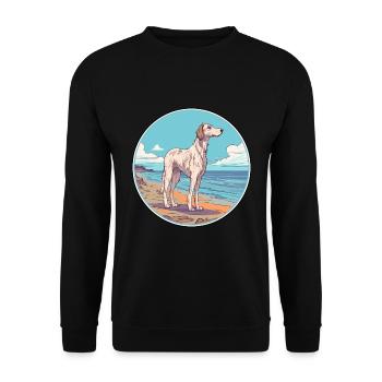 Russe Wolfhound chien race Cartoon Kawaii Clipart - Sweat-shirt Unisexe - noir - Devant - Alina (178cm) & Michal (187cm)
