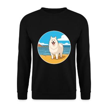 Samoyède chien race Cartoon Kawaii Clipart chien animal de compagnie - Sweat-shirt Unisexe - noir - Devant - Alina (178cm) & Michal (187cm)