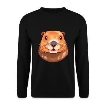 Und täglich grüßt das Murmeltier bunte Aquarell-Karikatur Kawaii Haustier - Unisex Pullover - Schwarz - Vorne - Alina (178cm) & Michal (187cm)