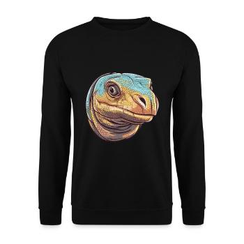 Komodowaran Bunte Aquarell-Karikatur Kawaii A - Unisex Pullover - Schwarz - Vorne - Alina (178cm) & Michal (187cm)