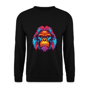 Gorilla Colorful Watercolor Cartoon Kawaii Animal - Unisex Sweatshirt - black - Front - Alina (178cm) & Michal (187cm)