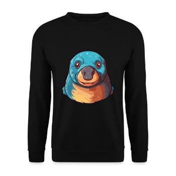 Mole Colorful Watercolor Cartoon Kawaii Animal - Unisex Sweatshirt - black - Front - Alina (178cm) & Michal (187cm)