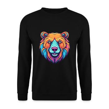 Bär buntes Aquarell Cartoon Kawaii Tier - Unisex Pullover - Schwarz - Vorne - Alina (178cm) & Michal (187cm)