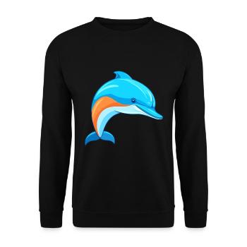 Delfin buntes Aquarell Cartoon Kawaii Tier - Unisex Pullover - Schwarz - Vorne - Alina (178cm) & Michal (187cm)