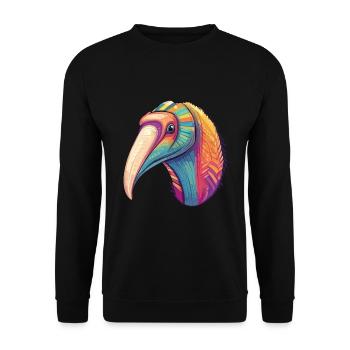Ameisenbär Bunte Aquarell-Karikatur Kawaii-Tier - Unisex Pullover - Schwarz - Vorne - Alina (178cm) & Michal (187cm)