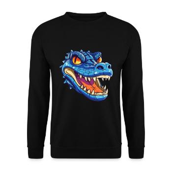 Krokodil bunte Aquarell-Karikatur Kawaii Anima - Unisex Pullover - Schwarz - Vorne - Alina (178cm) & Michal (187cm)