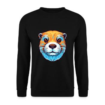 Otter buntes Aquarell Karikatur Kawaii Tier - Unisex Pullover - Schwarz - Vorne - Alina (178cm) & Michal (187cm)