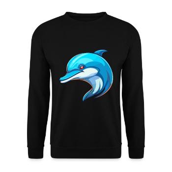 Delfin buntes Aquarell Cartoon Kawaii Tier - Unisex Pullover - Schwarz - Vorne - Alina (178cm) & Michal (187cm)