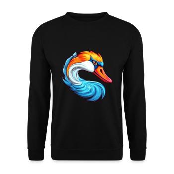 Schwan Buntes Aquarell Cartoon Kawaii Tier - Unisex Pullover - Schwarz - Vorne - Alina (178cm) & Michal (187cm)