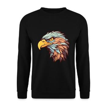 Adler Buntes Aquarell Cartoon Kawaii Tier - Unisex Pullover - Schwarz - Vorne - Alina (178cm) & Michal (187cm)