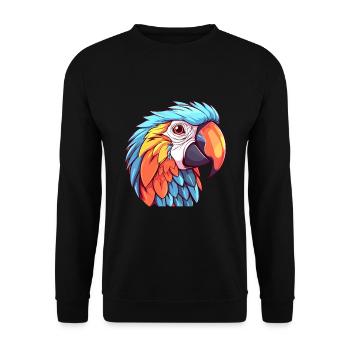 Parrot Colorful Watercolor Cartoon Kawaii Animal - Unisex Sweatshirt - black - Front - Alina (178cm) & Michal (187cm)