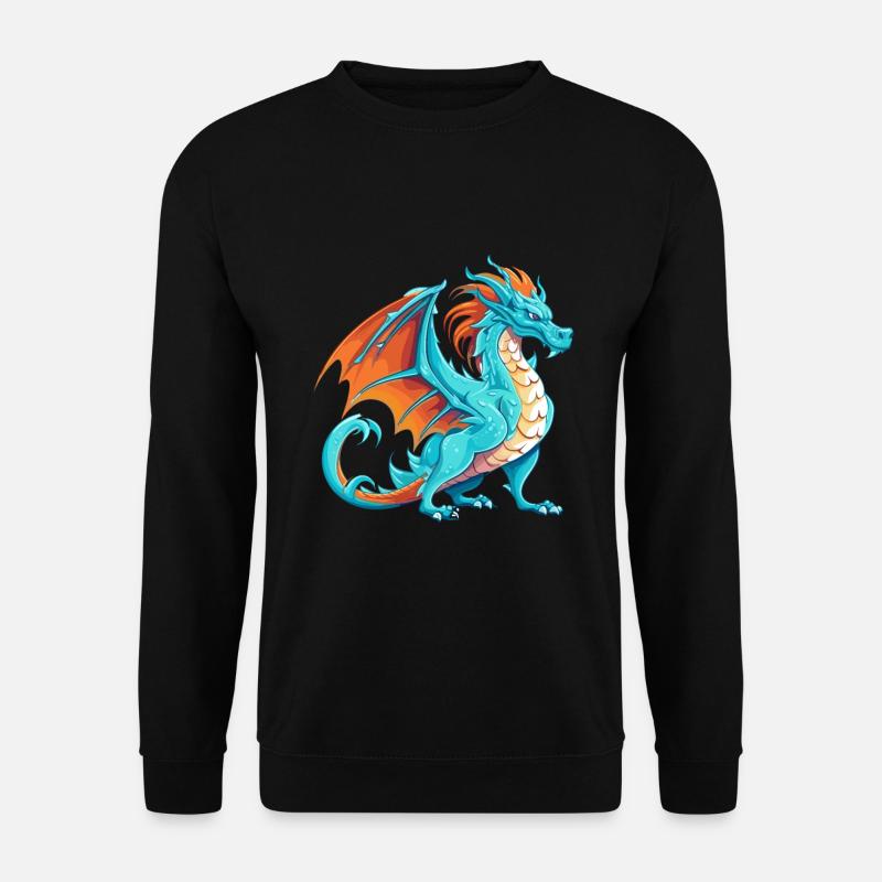 Drache Buntes Aquarell Cartoon Kawaii Tier - Unisex Pullover - Schwarz
