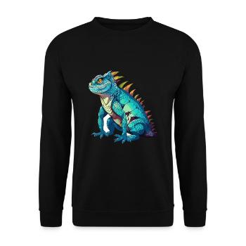 Basilisk Colorful Watercolor Cartoon Kawaii Animal - Unisex Sweatshirt - black - Front - Alina (178cm) & Michal (187cm)