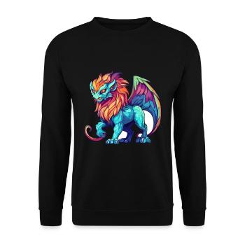 Manticore Aquarelle Colorée Dessin Animé Kawaii Anima - Sweat-shirt Unisexe - noir - Devant - Alina (178cm) & Michal (187cm)