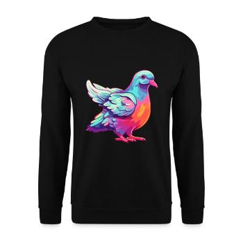 Dove Colorful Watercolor Cartoon Kawaii Animal - Unisex Sweatshirt - black - Front - Alina (178cm) & Michal (187cm)