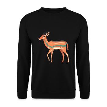 Impala Buntes Aquarell Cartoon Kawaii Tier - Unisex Pullover - Schwarz - Vorne - Alina (178cm) & Michal (187cm)