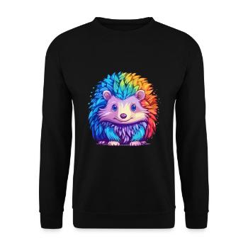 Igel Buntes Aquarell Cartoon Kawaii Tier - Unisex Pullover - Schwarz - Vorne - Alina (178cm) & Michal (187cm)