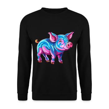 Cochon Aquarelle Colorée Dessin Animé Kawaii Animal - Sweat-shirt Unisexe - noir - Devant - Alina (178cm) & Michal (187cm)
