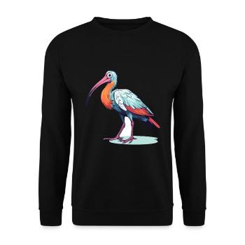 Ibis Colorful Watercolor Cartoon Kawaii Animal - Unisex Sweatshirt - black - Front - Alina (178cm) & Michal (187cm)