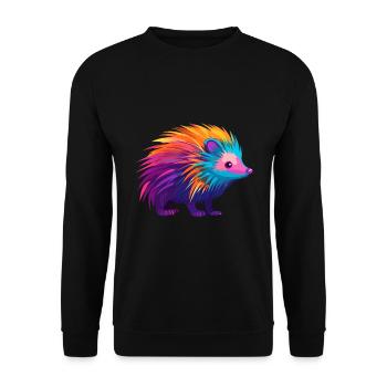 Stachelschwein Bunte Aquarell-Karikatur Kawaii Anima - Unisex Pullover - Schwarz - Vorne - Alina (178cm) & Michal (187cm)