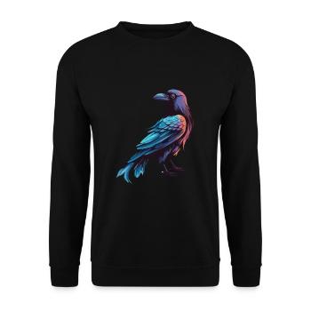 Krähe bunte Aquarell-Karikatur Kawaii-Tier - Unisex Pullover - Schwarz - Vorne - Alina (178cm) & Michal (187cm)