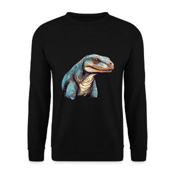Komodowaran Bunte Aquarell-Karikatur Kawaii A - Unisex Pullover - Schwarz - Vorne - Alina (178cm) & Michal (187cm)