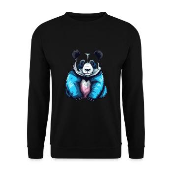 Panda Buntes Aquarell Cartoon Kawaii Tier - Unisex Pullover - Schwarz - Vorne - Alina (178cm) & Michal (187cm)