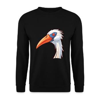 Storch buntes Aquarell Cartoon Kawaii Tier - Unisex Pullover - Schwarz - Vorne - Alina (178cm) & Michal (187cm)