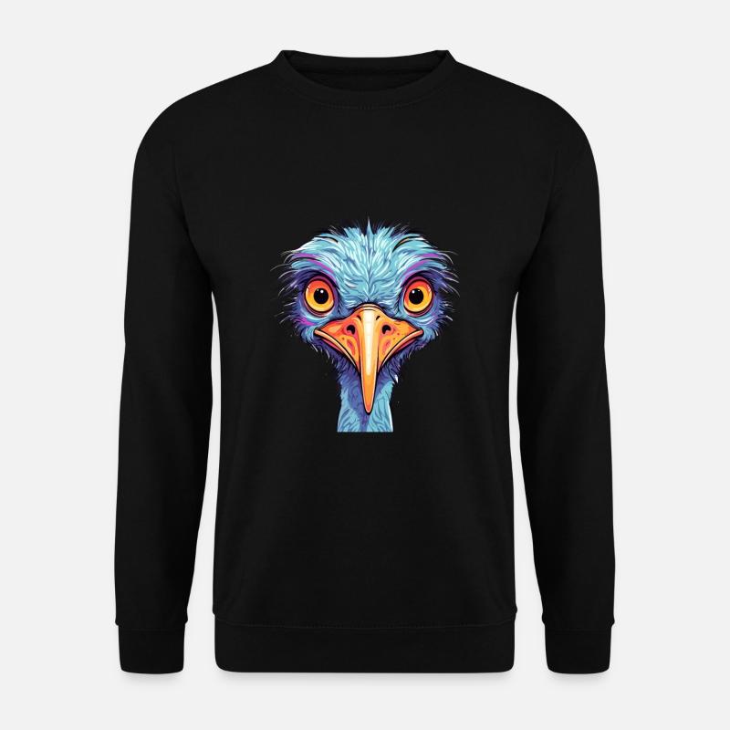 Strauß buntes Aquarell Cartoon Kawaii Tier - Unisex Pullover - Schwarz