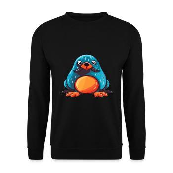 Mole Colorful Watercolor Cartoon Kawaii Animal - Unisex Sweatshirt - black - Front - Alina (178cm) & Michal (187cm)