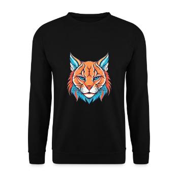 Bobcat Colorful Watercolor Cartoon Kawaii Animal - Unisex Sweatshirt - black - Front - Alina (178cm) & Michal (187cm)