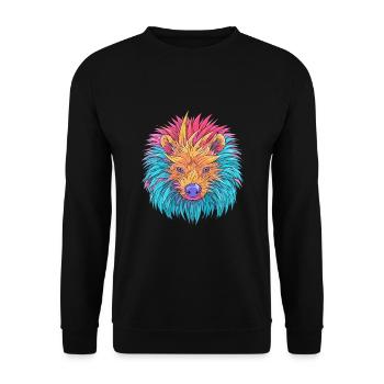 Stachelschwein Bunte Aquarell-Karikatur Kawaii Anima - Unisex Pullover - Schwarz - Vorne - Alina (178cm) & Michal (187cm)